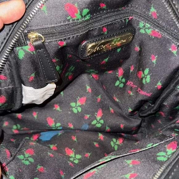 Betsey Johnson Vintage Pink and Black Yorkie Pattern Backpack - Picture 9 of 10